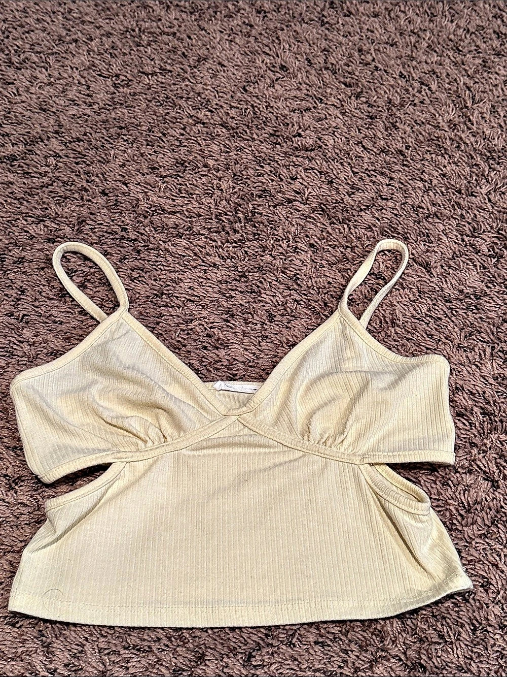 Ribbed Cropped Cami in Cream Like New